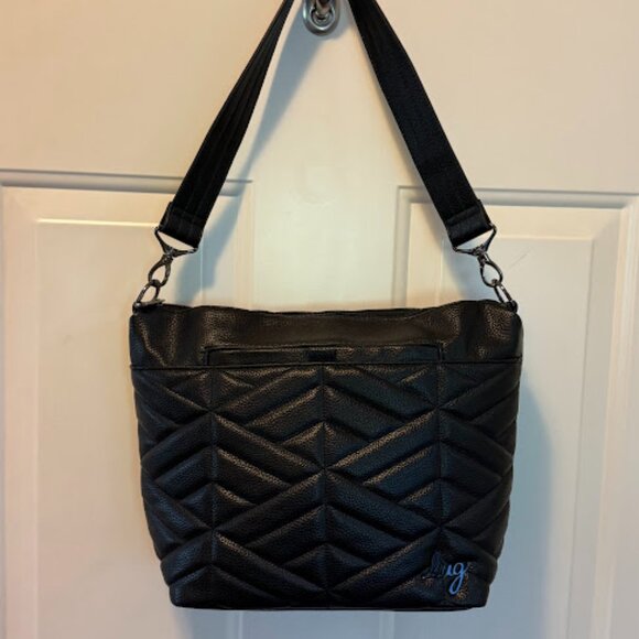 lug Handbags - Lug Flare XL Vegan Leather Shoulder/Crossbody Bag Black Quilted